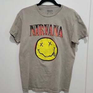 Nirvana Smiley Graphic Band Short Sleeve Tee